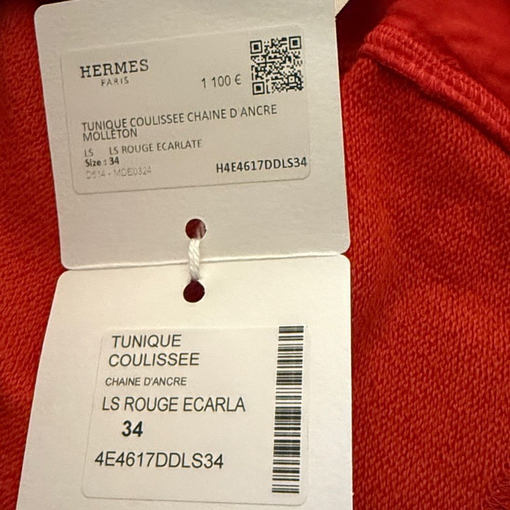 NWT Hermes Chaine D’Ancre Coulissee Tunic in Bright Red. Size 34 Fr./US Size 2. - Picture 12 of 12